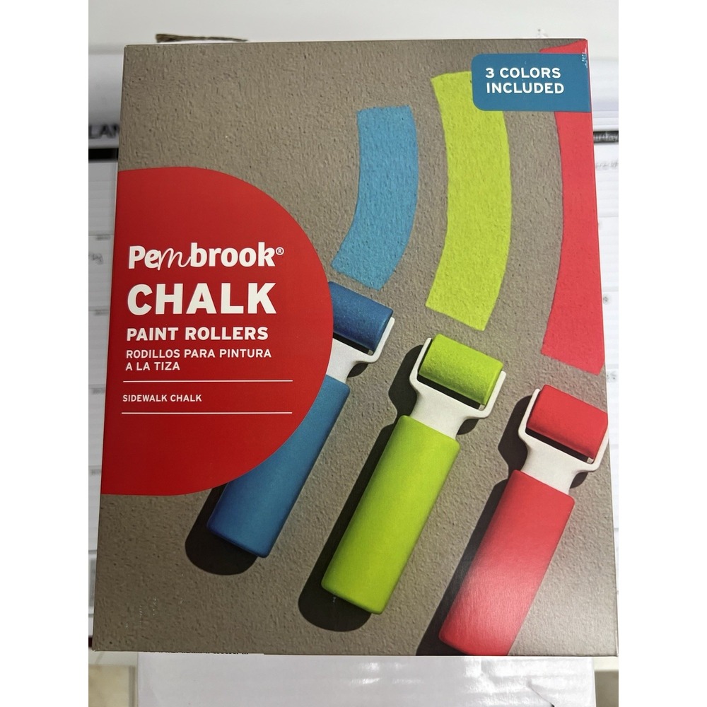 Pembrook Chalk Paint Rollers 3 Pack Outdoor Sidewalk Art Set Blue Green Red 7172